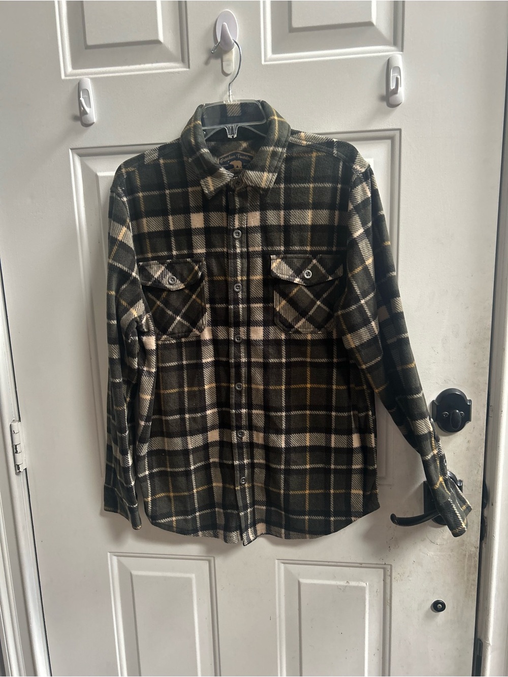 Freedom Foundry Men's Plaid Flannel Shirt - Olive & Cream Sz M